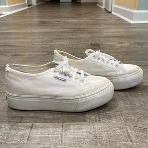 Women’s Superga 2790 White Platform Sneakers